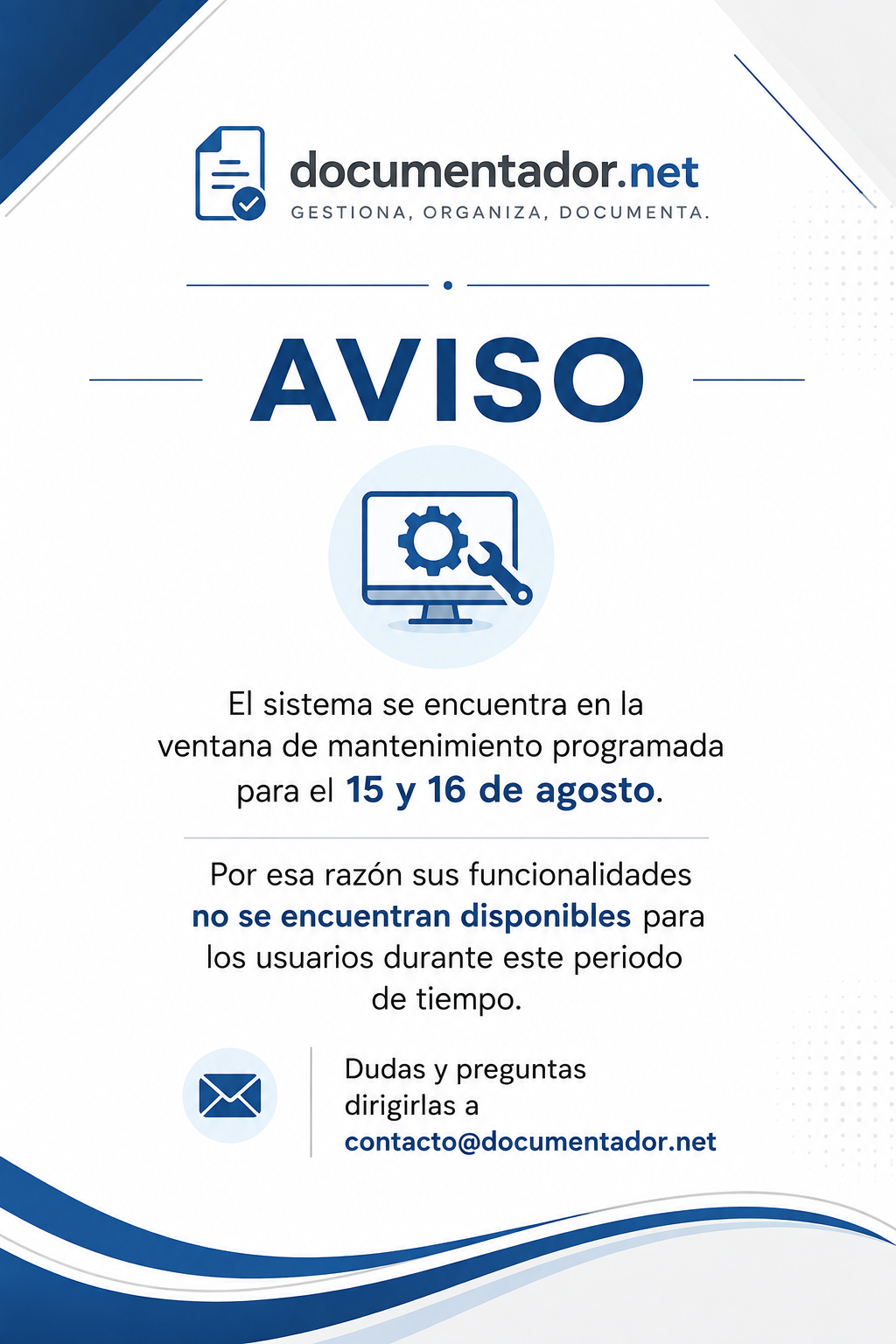 AVISO - mantenimiento programado